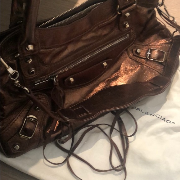 Rare Vintage Balenciaga Shimmer Brown Purse - Picture 2 of 6